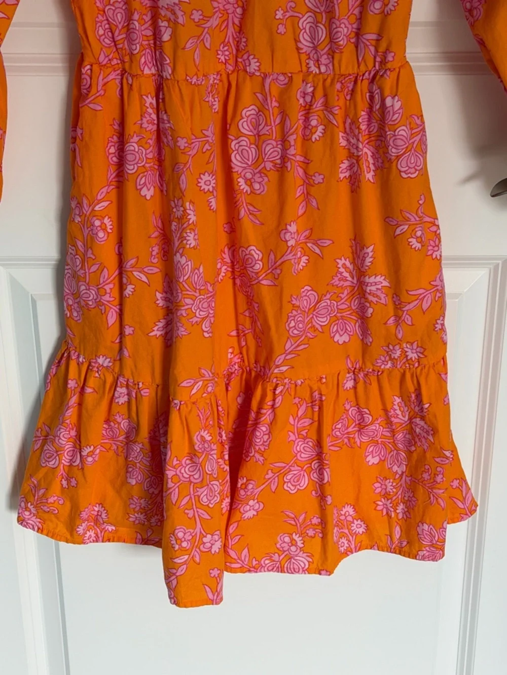 J. Crew Women's Orange Floral Tiered Mini Dress Size 4 - 54954